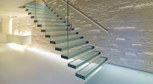 glass work on staircase